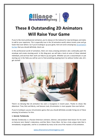 Hire the Best 2d animators for hire