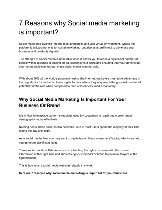7 Reasons why Social media marketing is important