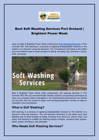 Best Soft Washing Services Port Orchard  Brightest Power Wash