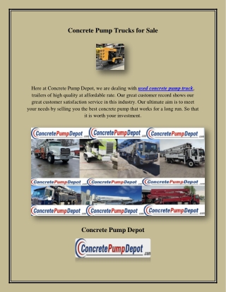 Concrete Pump Trucks for Sale, concretepumpdepot.com