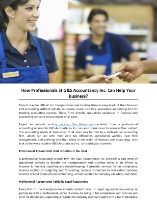 How Professionals at G&S Accountancy Inc. Can Help Your Business?