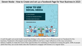 Steven Noske - How to Create and set up a Facebook Page for Your Business in 202
