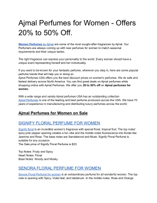 Ajmal Perfumes for Women - Offers 20% to 50% Off