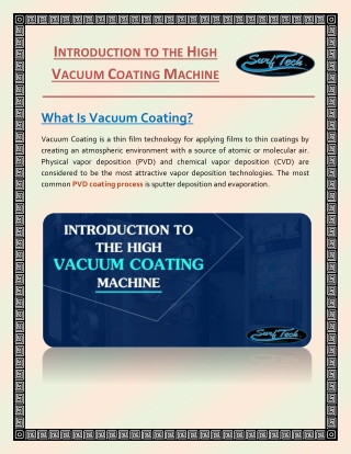 Introduction To The High Vacuum Coating Machine