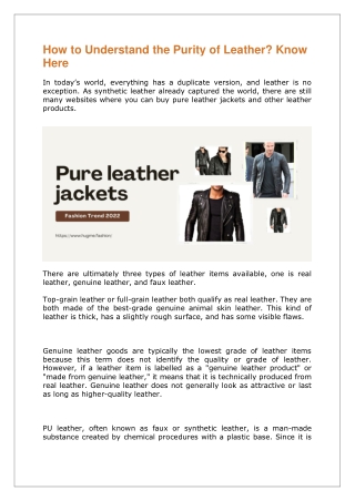 How to Understand the Purity of Leather