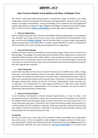 Most Common Mobile Vulnerabilities and Ways to Mitigate Them