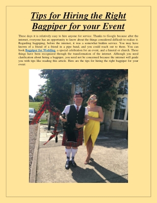 Tips for Hiring the Right Bagpiper for your Event