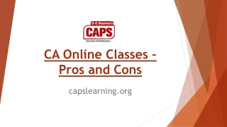 CA Online Classes – Pros and Cons