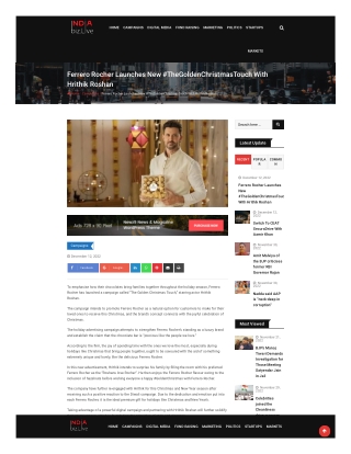 Ferrero Rocher Launches New #TheGoldenChristmasTouch With Hrithik Roshan  