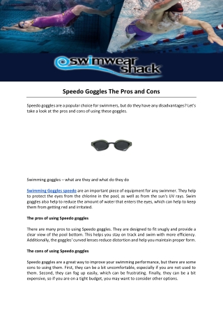 Speedo Goggles The Pros and Cons