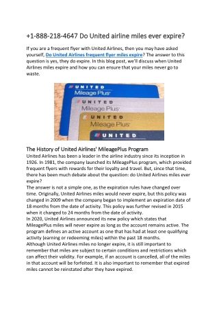 1-888-218-4647 Do United airline miles ever expire