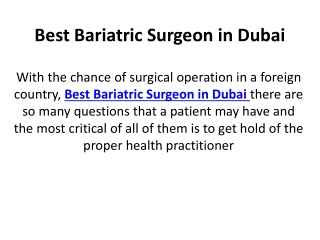 Best Bariatric Surgeon in Dubai