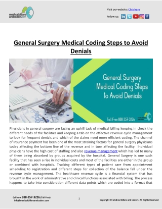 General Surgery Medical Coding Steps to Avoid Denials