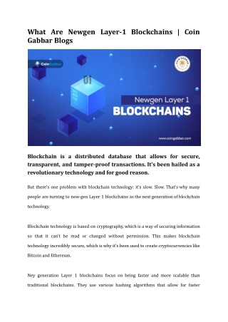 What Are Newgen Layer-1 Blockchains _ Coin Gabbar Blogs