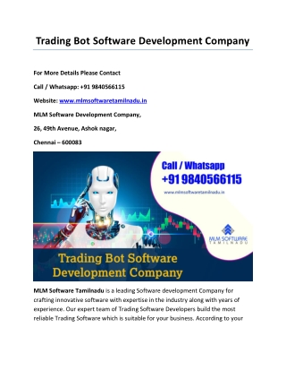 Trading Bot Software Development Company