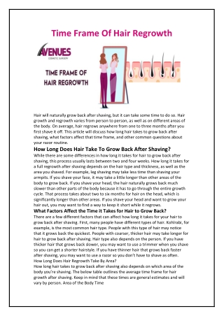 Time Frame Of Hair Regrowth