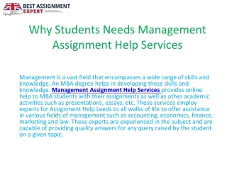 Why Students Needs Management Assignment Help Services