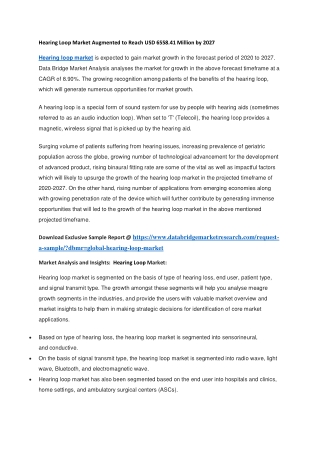 Hearing Loop Market Augmented to Reach USD 6558.41 Million by 2029