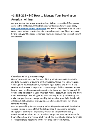 1-888-218-4647 How to Manage Your Booking on American Airlines