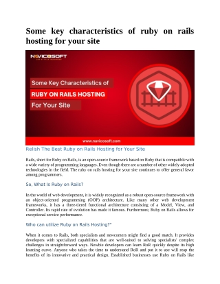 Some key characteristics of ruby on rails hosting for your site