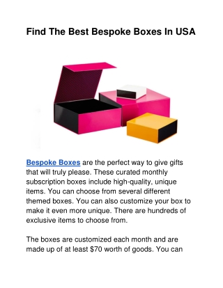 Find The Best Bespoke Boxes In USA