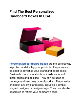 Find The Best Personalized Cardboard Boxes In USA