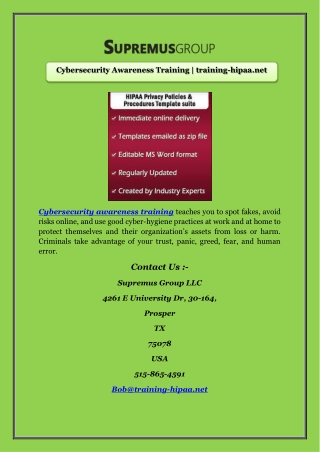 Cybersecurity Awareness Training | training-hipaa.net