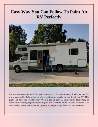 Easy Way To Paint An RV Perfectly