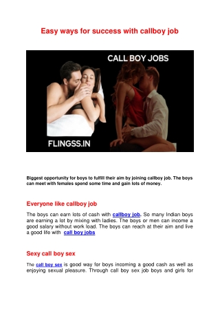 Easy ways for success with callboy job