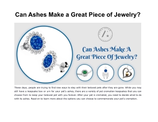 Can Ashes Make a Great Piece of Jewelry?