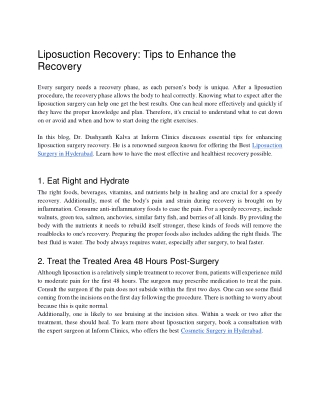 Liposuction Recovery_ Tips to Enhance the Recovery
