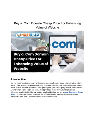 Buy a .Com Domain Cheap Price For Enhancing Value of Website