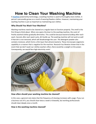 How to Clean Your Washing Machine