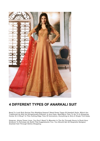 4 DIFFERENT TYPES OF ANARKALI SUIT