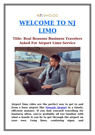 Real Reasons Business Travelers Asked For Airport Limo Service