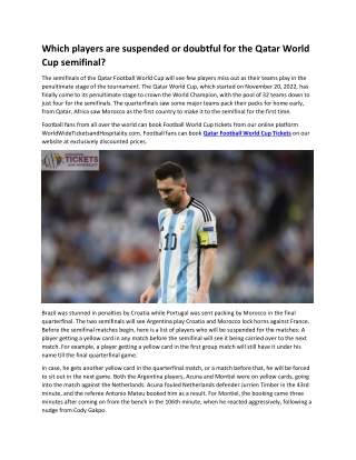 Which players are suspended or doubtful for the Qatar World Cup semifinal