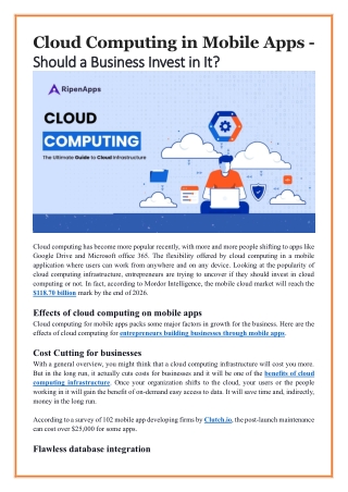 Cloud Computing in Mobile Apps  Should a business invest in it