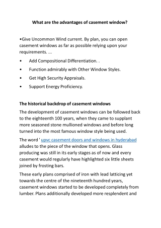 What are the advantages of casement window