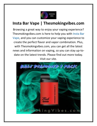 Insta Bar Vape  Thesmokingvibes.com