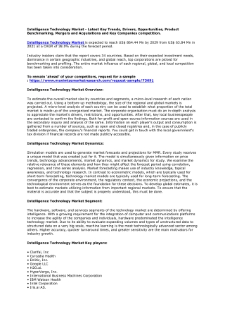 Intelligence Technology Market Size, Share, Trend, Forecast, & Industry Analysis