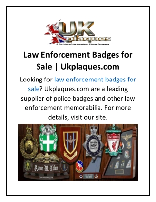 Law Enforcement Badges for Sale  Ukplaques.com