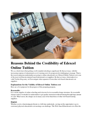 Reasons Behind the Credibility of Edexcel Online Tuition