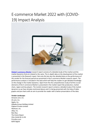 E-commerce Market 2022 with (COVID-19) Impact Analysis