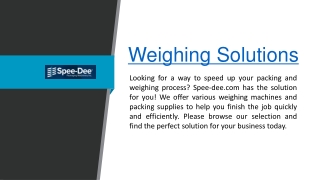 Weighing Solutions  Spee-dee