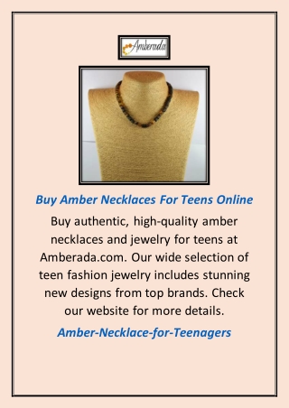 Buy Amber Necklaces For Teens Online