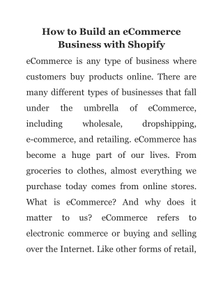 How to Build an eCommerce Business with Shopify