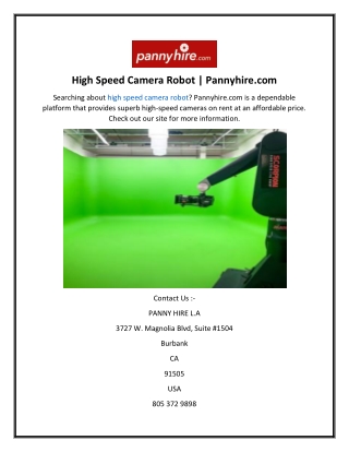 High Speed Camera Robot  Pannyhire.com