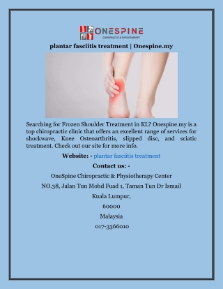 plantar fasciitis treatment  Onespine.my