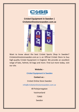 Cricket Equipment in Sweden | Cricketonlinestoresweden.com.se