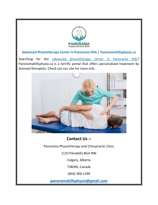 Advanced Physiotherapy Center In Panorama Hills